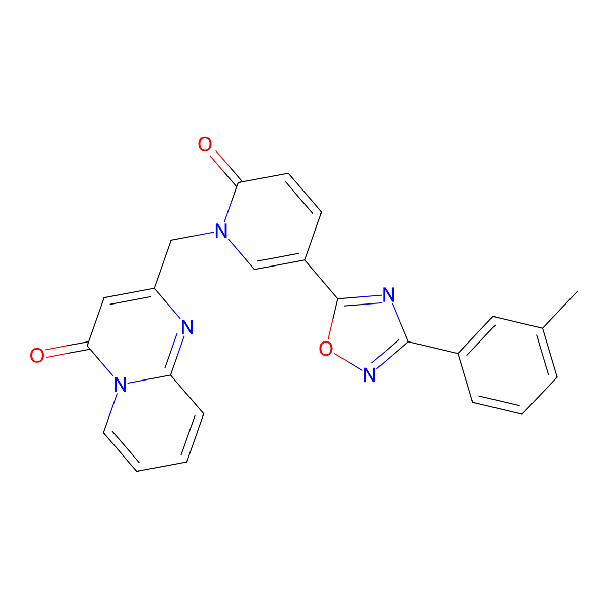 2-((2-oxo-5-(3-(m-tolyl)-1,2,4-oxadiazol-5-yl)pyridin-1(2H)-yl)methyl)-4H-pyrido[1,2-a]pyrimidin-4-one molecular structure, CAS 1251695-11-0