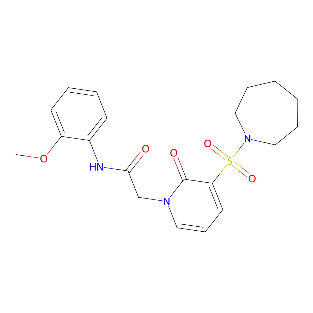2-(3-(azepan-1-ylsulfonyl)-2-oxopyridin-1(2H)-yl)-N-(2-methoxyphenyl)acetamide molecular structure, CAS 1251695-17-6