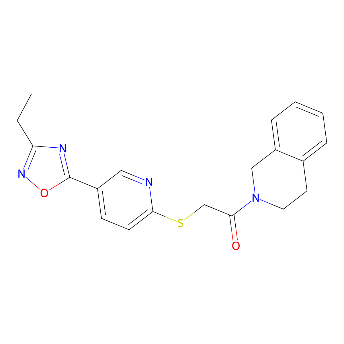 2-{[5-(3-Ethyl-1,2,4-oxadiazol-5-yl)pyridin-2-yl]sulfanyl}-1-(1,2,3,4-tetrahydroisoquinolin-2-yl)ethan-1-one molecular structure, CAS 1251695-34-7