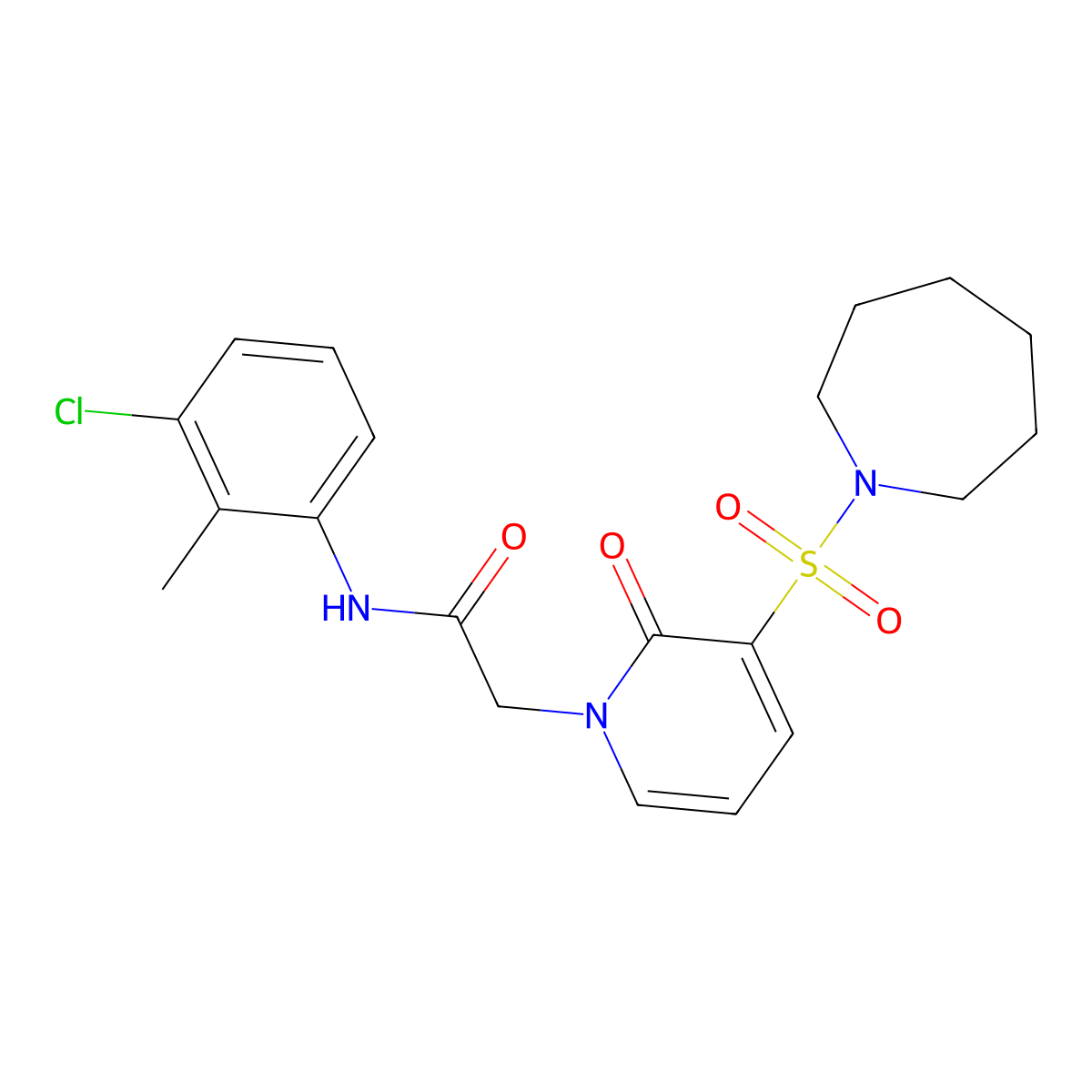 2-(3-(azepan-1-ylsulfonyl)-2-oxopyridin-1(2H)-yl)-N-(3-chloro-2-methylphenyl)acetamide molecular structure, CAS 1251695-53-0