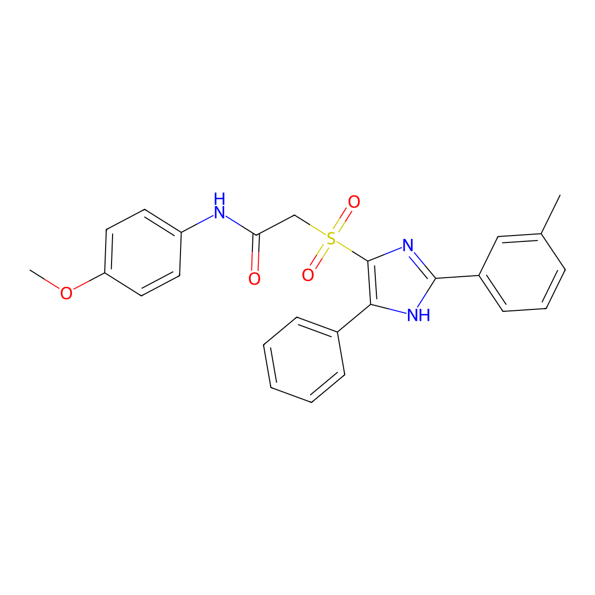 N-(4-methoxyphenyl)-2-((5-phenyl-2-(m-tolyl)-1H-imidazol-4-yl)sulfonyl)acetamide molecular structure, CAS 1251695-62-1