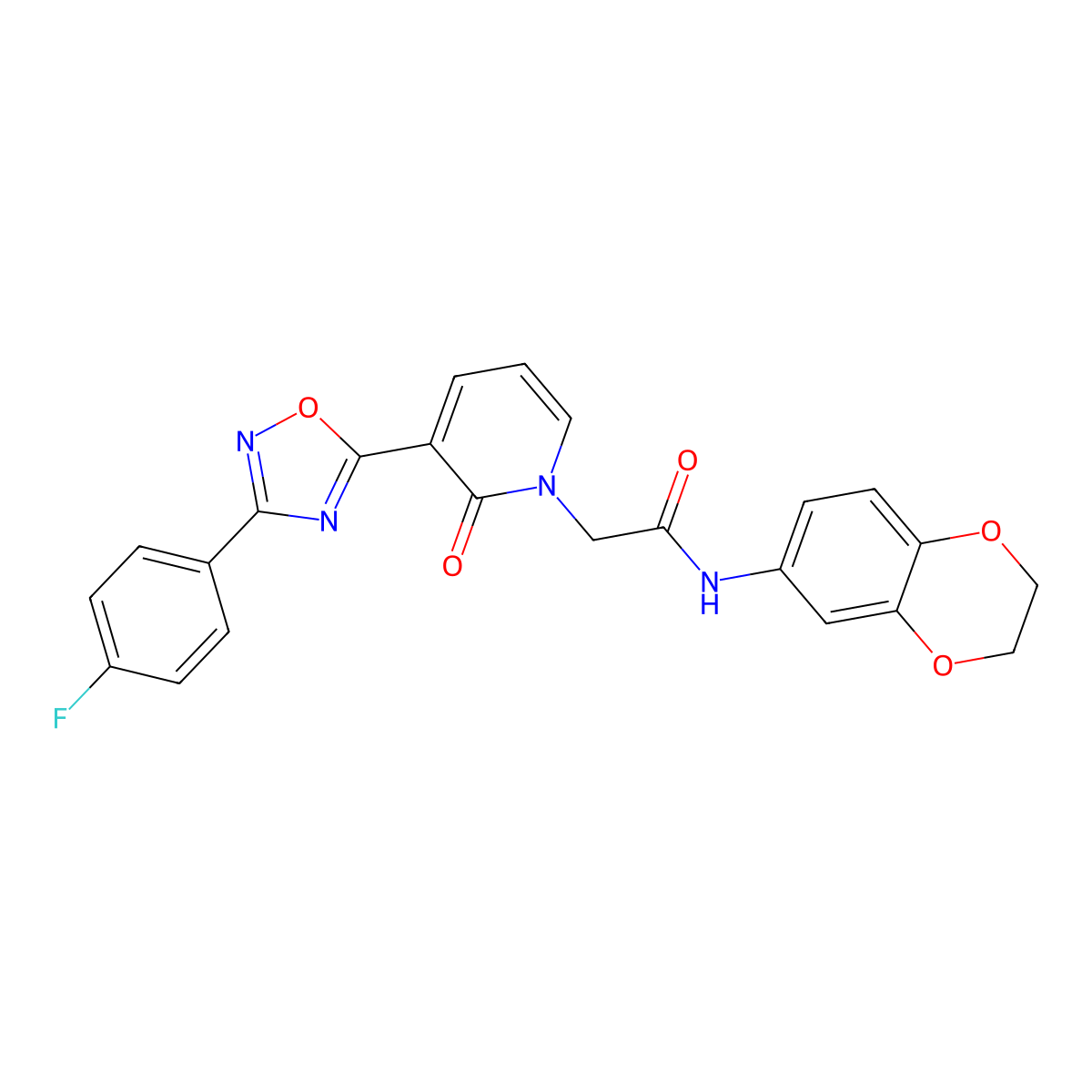 N-(2,3-dihydrobenzo[b][1,4]dioxin-6-yl)-2-(3-(3-(4-fluorophenyl)-1,2,4-oxadiazol-5-yl)-2-oxopyridin-1(2H)-yl)acetamide molecular structure, CAS 1251695-72-3