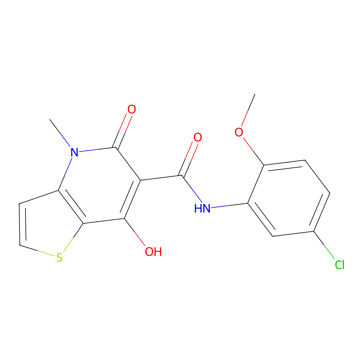 N-(5-chloro-2-methoxyphenyl)-7-hydroxy-4-methyl-5-oxo-4,5-dihydrothieno[3,2-b]pyridine-6-carboxamide molecular structure, CAS 1251695-73-4