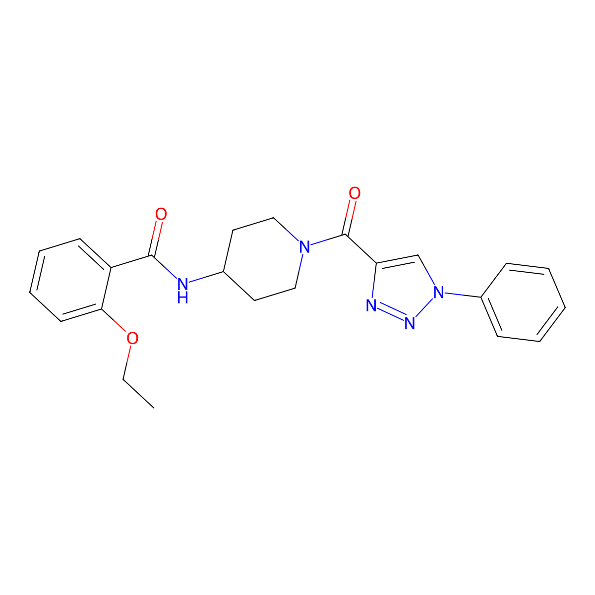 2-ethoxy-N-(1-(1-phenyl-1H-1,2,3-triazole-4-carbonyl)piperidin-4-yl)benzamide molecular structure, CAS 1251695-74-5