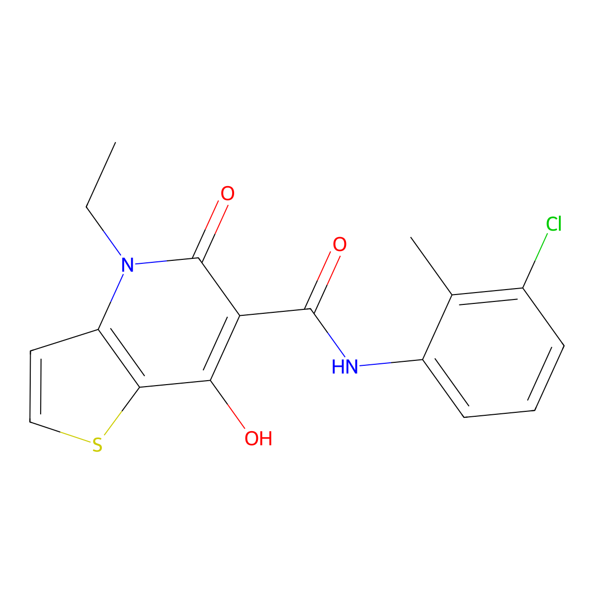 N-(3-chloro-2-methylphenyl)-4-ethyl-7-hydroxy-5-oxo-4,5-dihydrothieno[3,2-b]pyridine-6-carboxamide molecular structure, CAS 1251695-79-0