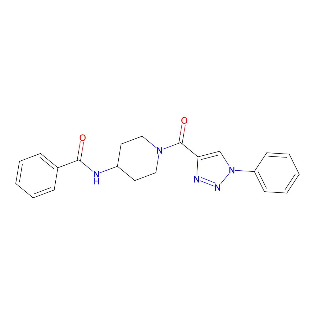 N-(1-(1-phenyl-1H-1,2,3-triazole-4-carbonyl)piperidin-4-yl)benzamide molecular structure, CAS 1251695-81-4