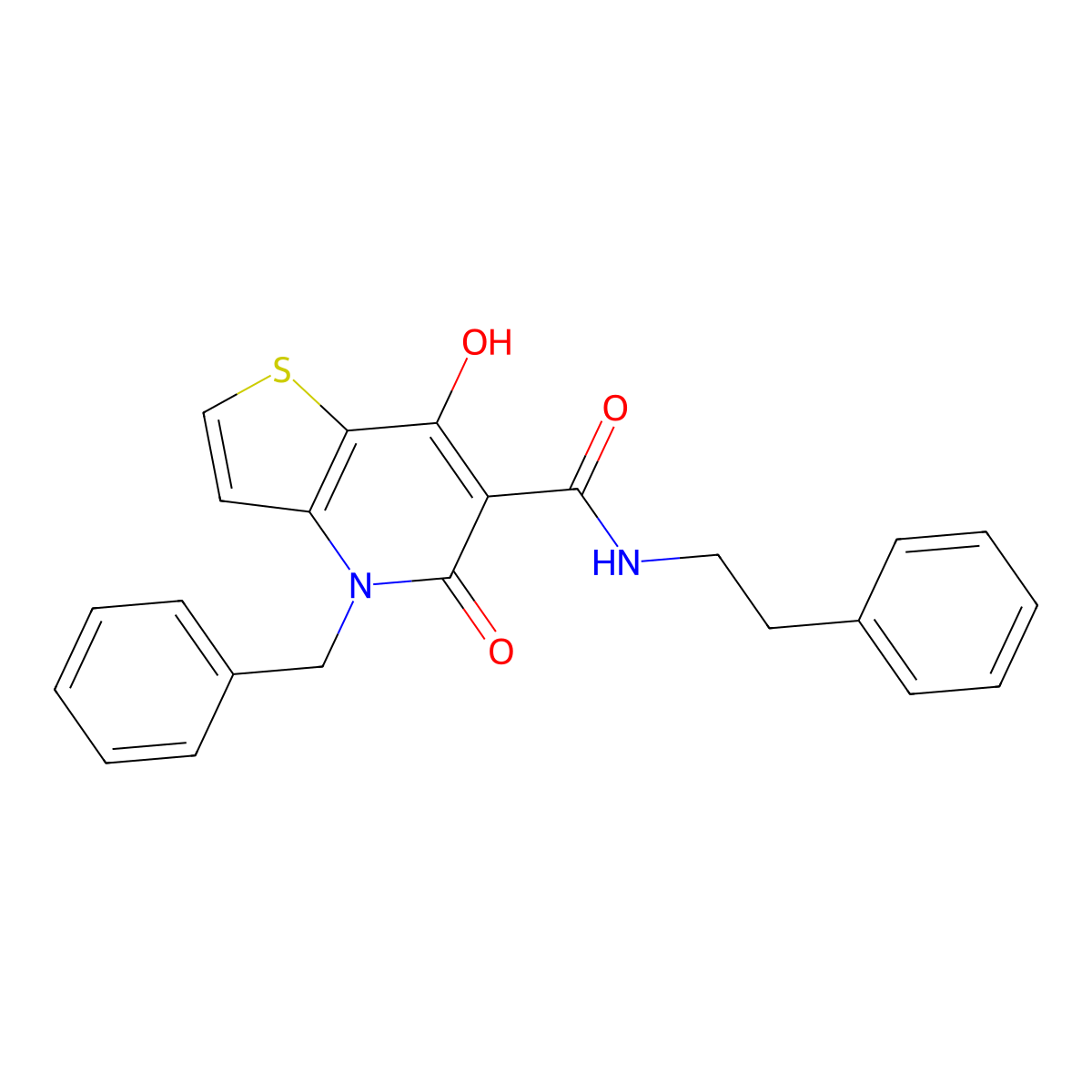 4-benzyl-7-hydroxy-5-oxo-N-(2-phenylethyl)-4H,5H-thieno[3,2-b]pyridine-6-carboxamide molecular structure, CAS 1251695-85-8