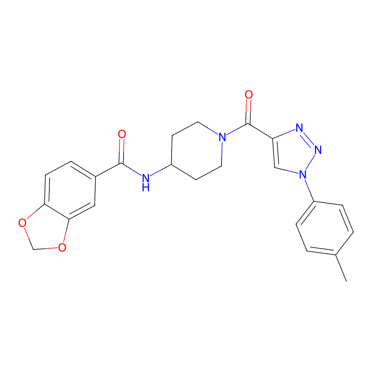 N-(1-(1-(p-tolyl)-1H-1,2,3-triazole-4-carbonyl)piperidin-4-yl)benzo[d][1,3]dioxole-5-carboxamide molecular structure, CAS 1251695-87-0