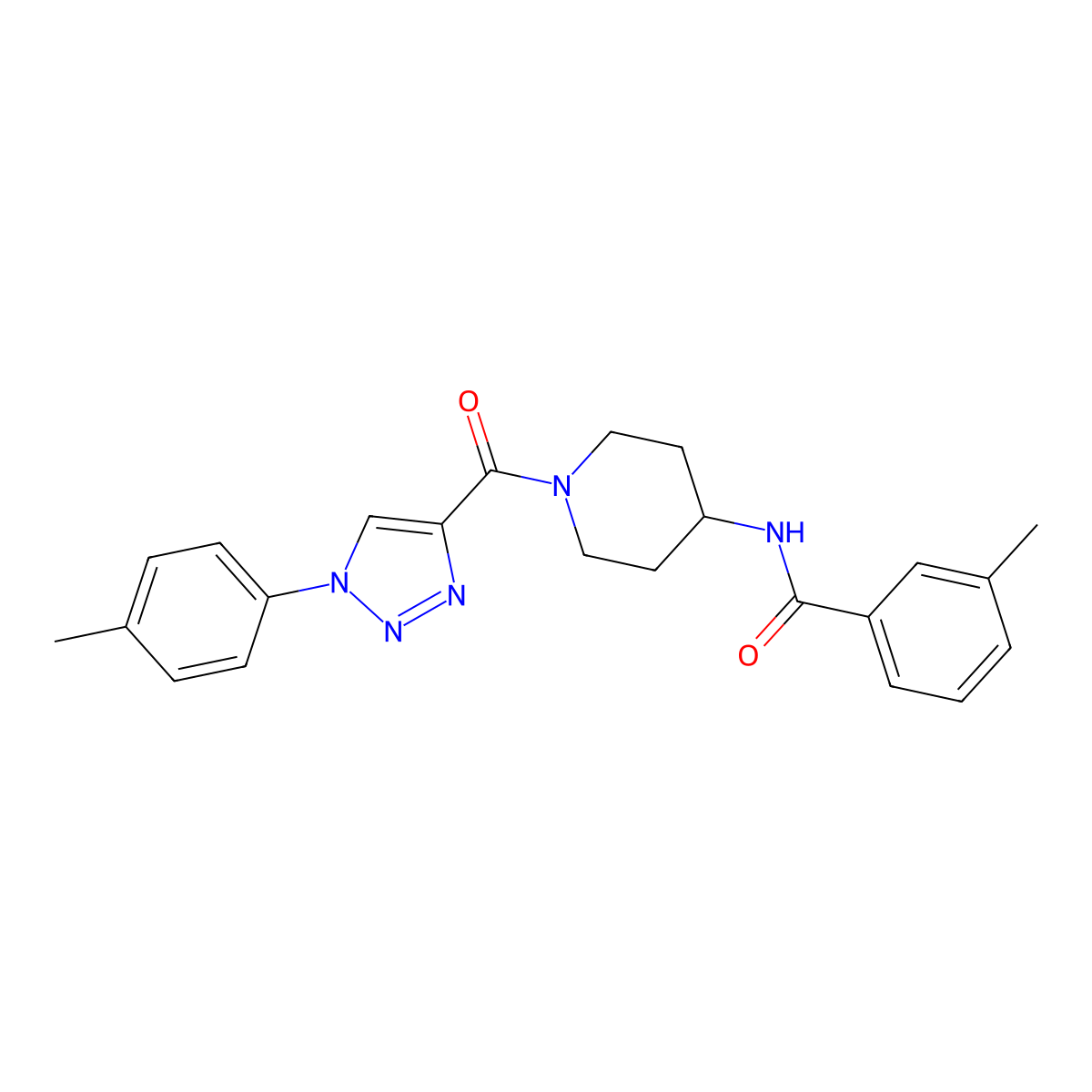 3-methyl-N-(1-(1-(p-tolyl)-1H-1,2,3-triazole-4-carbonyl)piperidin-4-yl)benzamide molecular structure, CAS 1251695-90-5