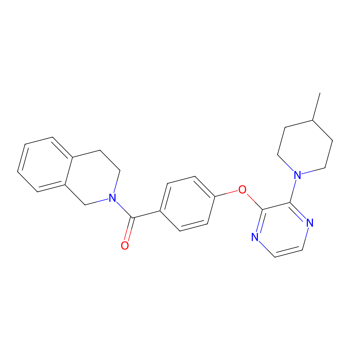2-(4-{[3-(4-Methylpiperidin-1-yl)pyrazin-2-yl]oxy}benzoyl)-1,2,3,4-tetrahydroisoquinoline molecular structure, CAS 1251695-91-6