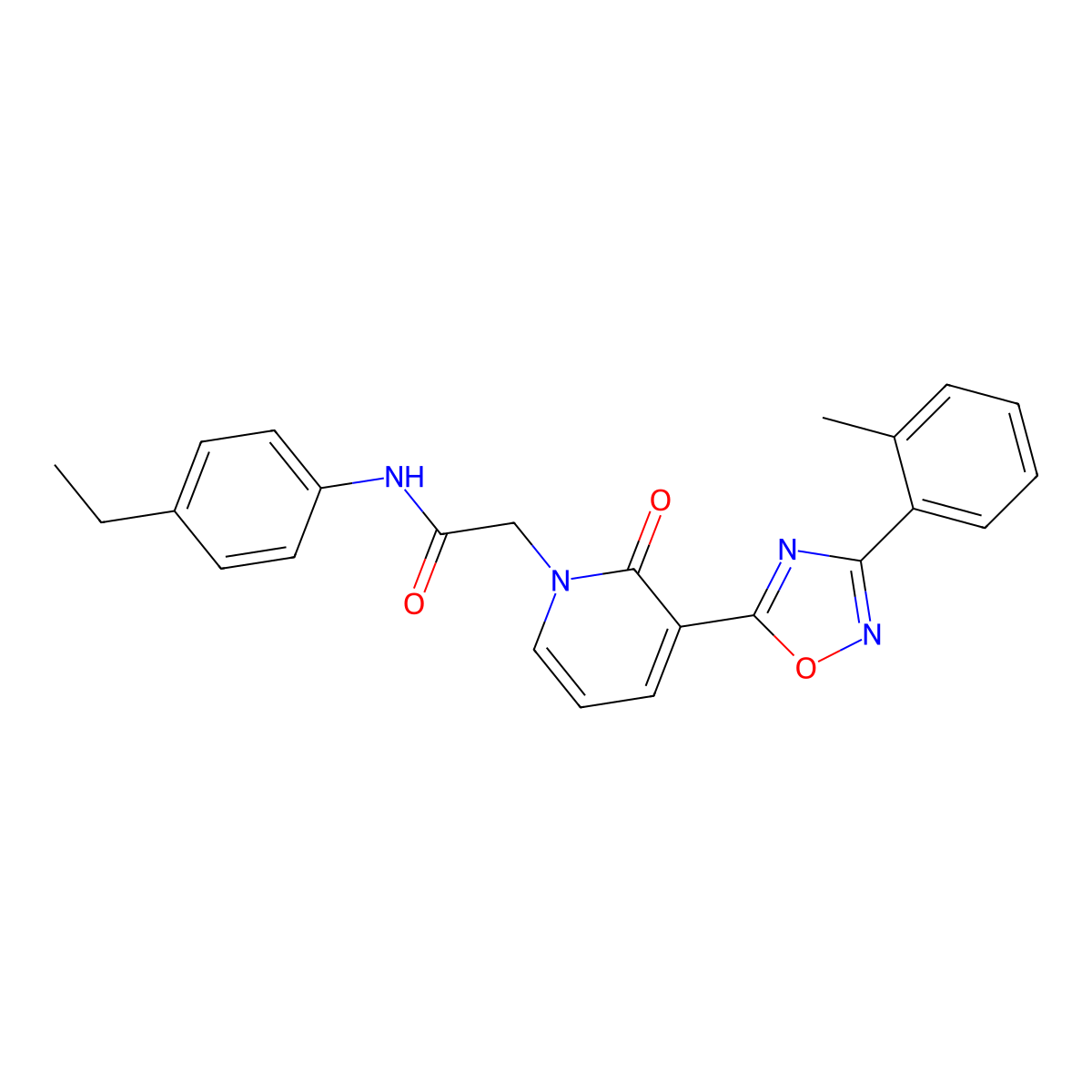 N-(4-ethylphenyl)-2-(2-oxo-3-(3-(o-tolyl)-1,2,4-oxadiazol-5-yl)pyridin-1(2H)-yl)acetamide molecular structure, CAS 1251695-96-1