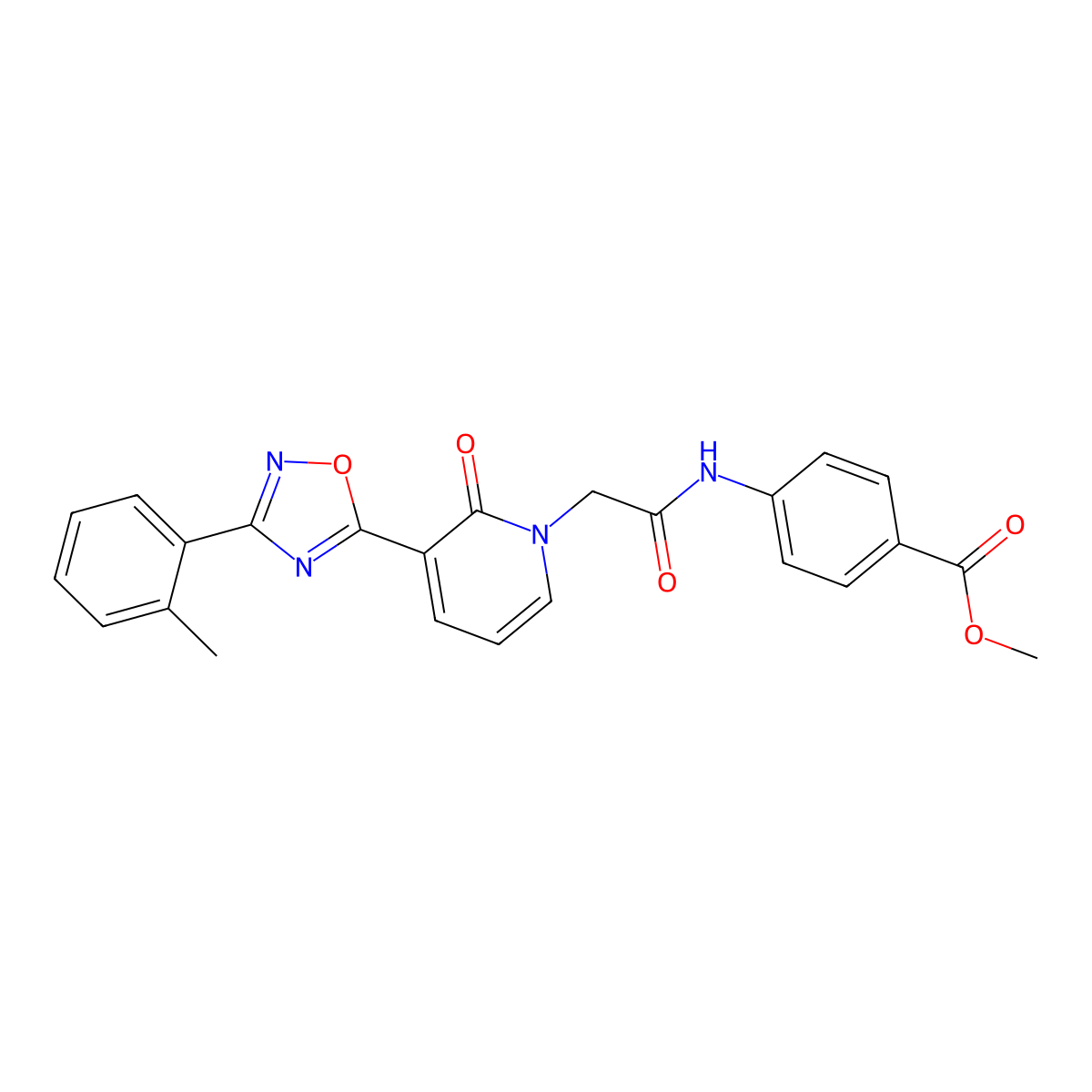 methyl 4-(2-(2-oxo-3-(3-(o-tolyl)-1,2,4-oxadiazol-5-yl)pyridin-1(2H)-yl)acetamido)benzoate molecular structure, CAS 1251696-01-1