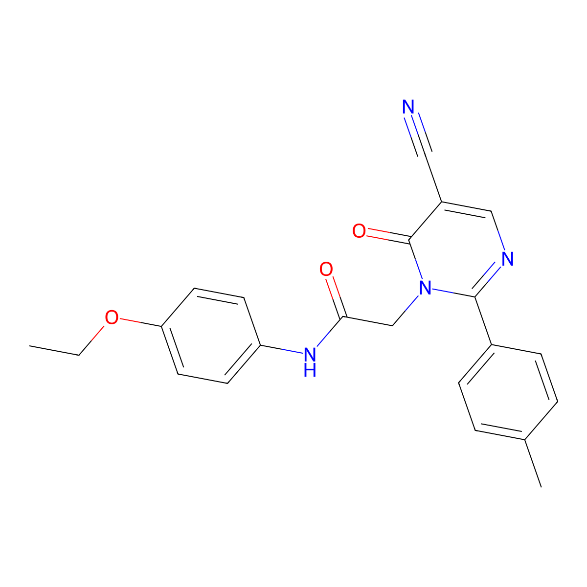2-(5-cyano-6-oxo-2-(p-tolyl)pyrimidin-1(6H)-yl)-N-(4-ethoxyphenyl)acetamide molecular structure, CAS 1251696-05-5