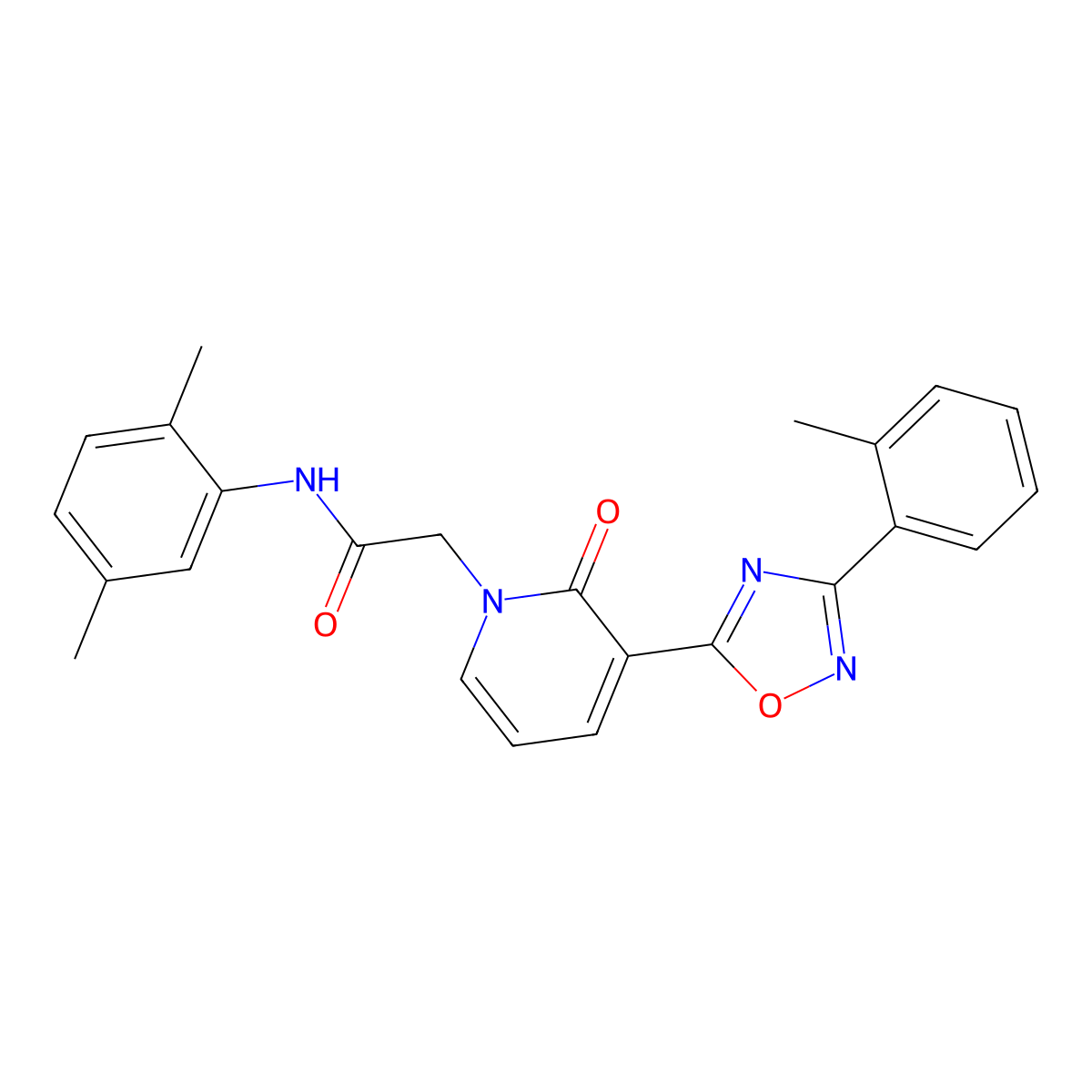 N-(2,5-dimethylphenyl)-2-(2-oxo-3-(3-(o-tolyl)-1,2,4-oxadiazol-5-yl)pyridin-1(2H)-yl)acetamide molecular structure, CAS 1251696-06-6