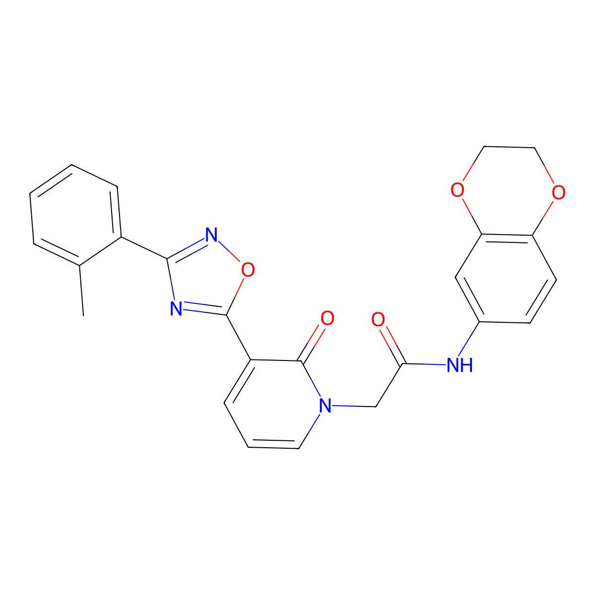 N-(2,3-dihydrobenzo[b][1,4]dioxin-6-yl)-2-(2-oxo-3-(3-(o-tolyl)-1,2,4-oxadiazol-5-yl)pyridin-1(2H)-yl)acetamide molecular structure, CAS 1251696-09-9