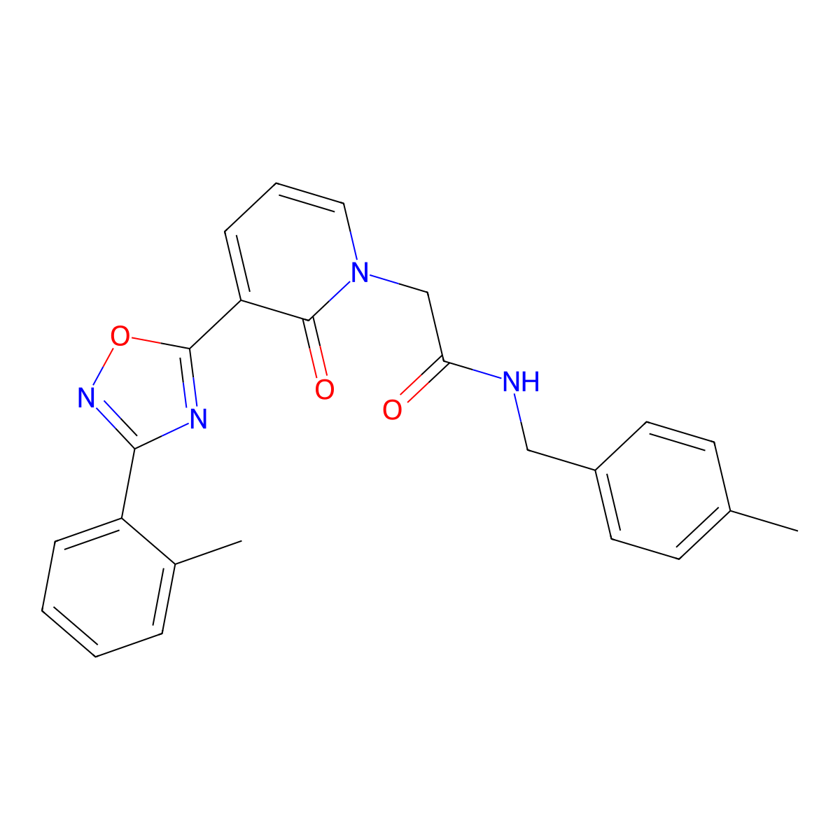 N-(4-methylbenzyl)-2-(2-oxo-3-(3-(o-tolyl)-1,2,4-oxadiazol-5-yl)pyridin-1(2H)-yl)acetamide molecular structure, CAS 1251696-10-2