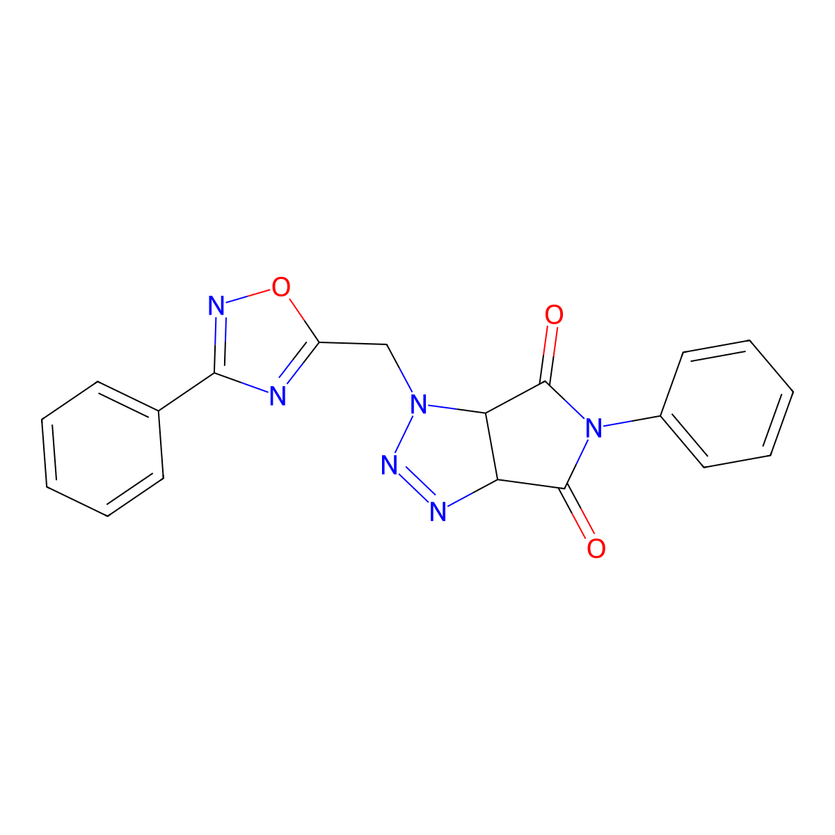 5-phenyl-1-((3-phenyl-1,2,4-oxadiazol-5-yl)methyl)-1,6a-dihydropyrrolo[3,4-d][1,2,3]triazole-4,6(3aH,5H)-dione molecular structure, CAS 1251696-13-5