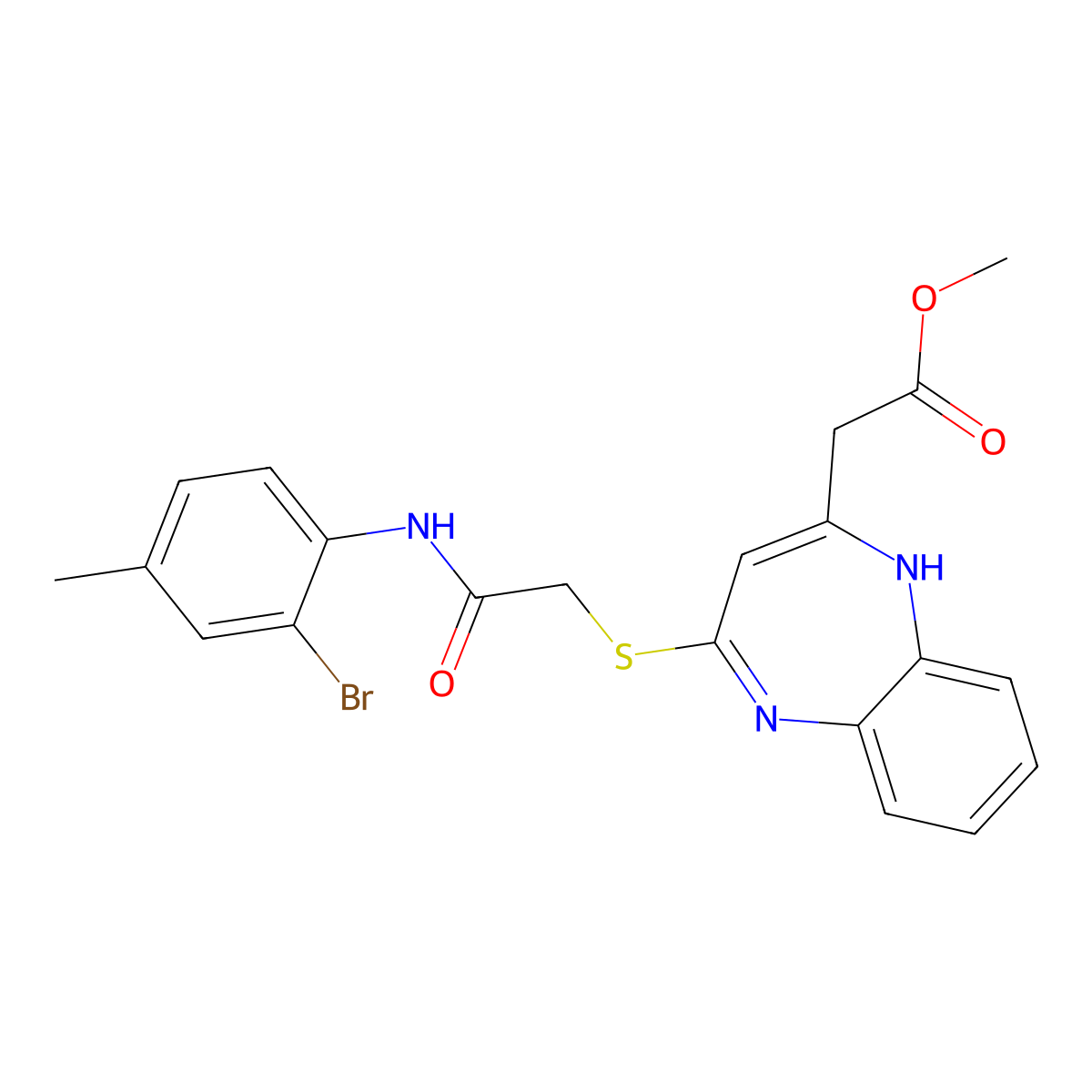methyl 2-[4-({[(2-bromo-4-methylphenyl)carbamoyl]methyl}sulfanyl)-1H-1,5-benzodiazepin-2-yl]acetate molecular structure, CAS 1251696-26-0