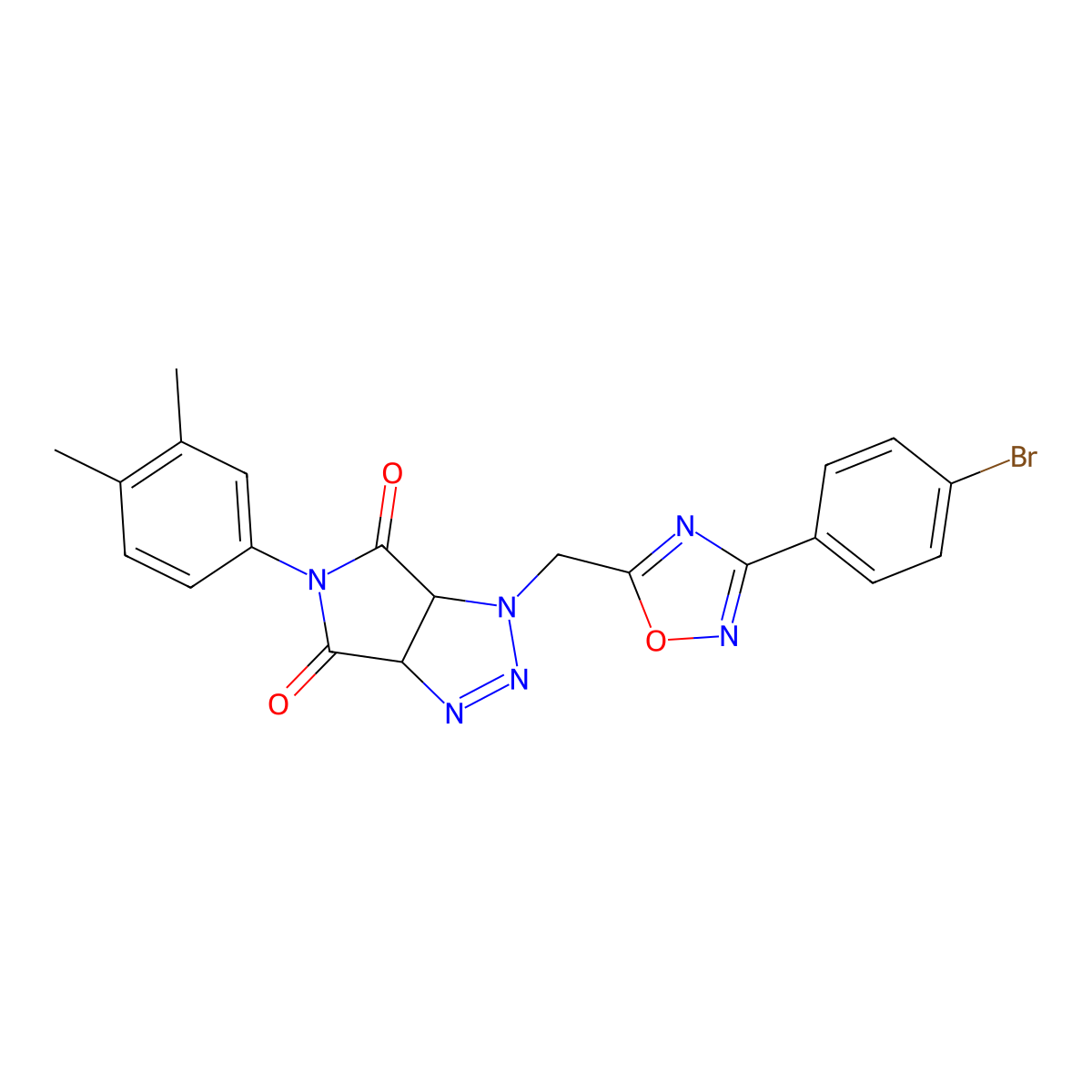1-((3-(4-bromophenyl)-1,2,4-oxadiazol-5-yl)methyl)-5-(3,4-dimethylphenyl)-1,6a-dihydropyrrolo[3,4-d][1,2,3]triazole-4,6(3aH,5H)-dione molecular structure, CAS 1251696-31-7