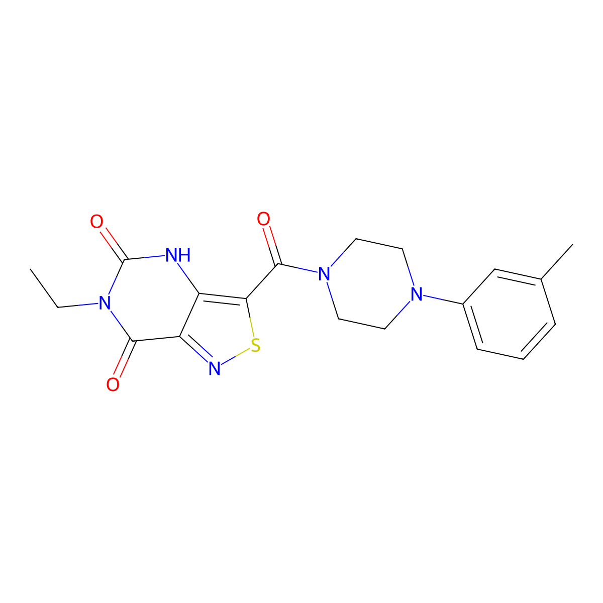 6-ethyl-3-{[4-(3-methylphenyl)piperazino]carbonyl}isothiazolo[4,3-d]pyrimidine-5,7(4H,6H)-dione molecular structure, CAS 1251696-34-0