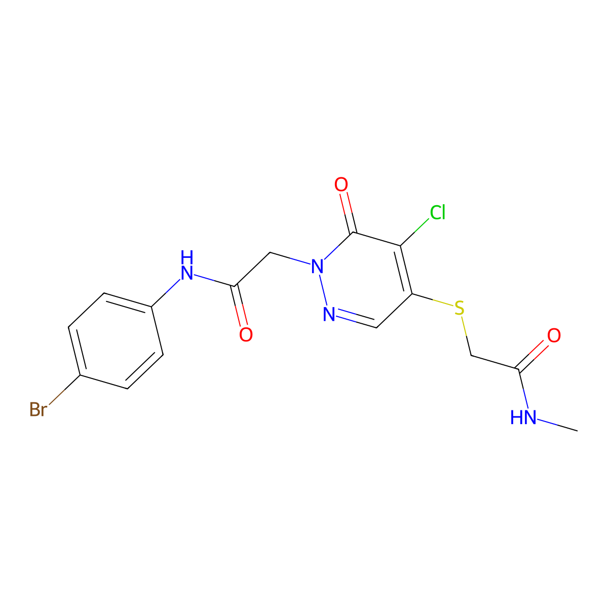 N-(4-bromophenyl)-2-(5-chloro-4-((2-(methylamino)-2-oxoethyl)thio)-6-oxopyridazin-1(6H)-yl)acetamide molecular structure, CAS 1251696-38-4