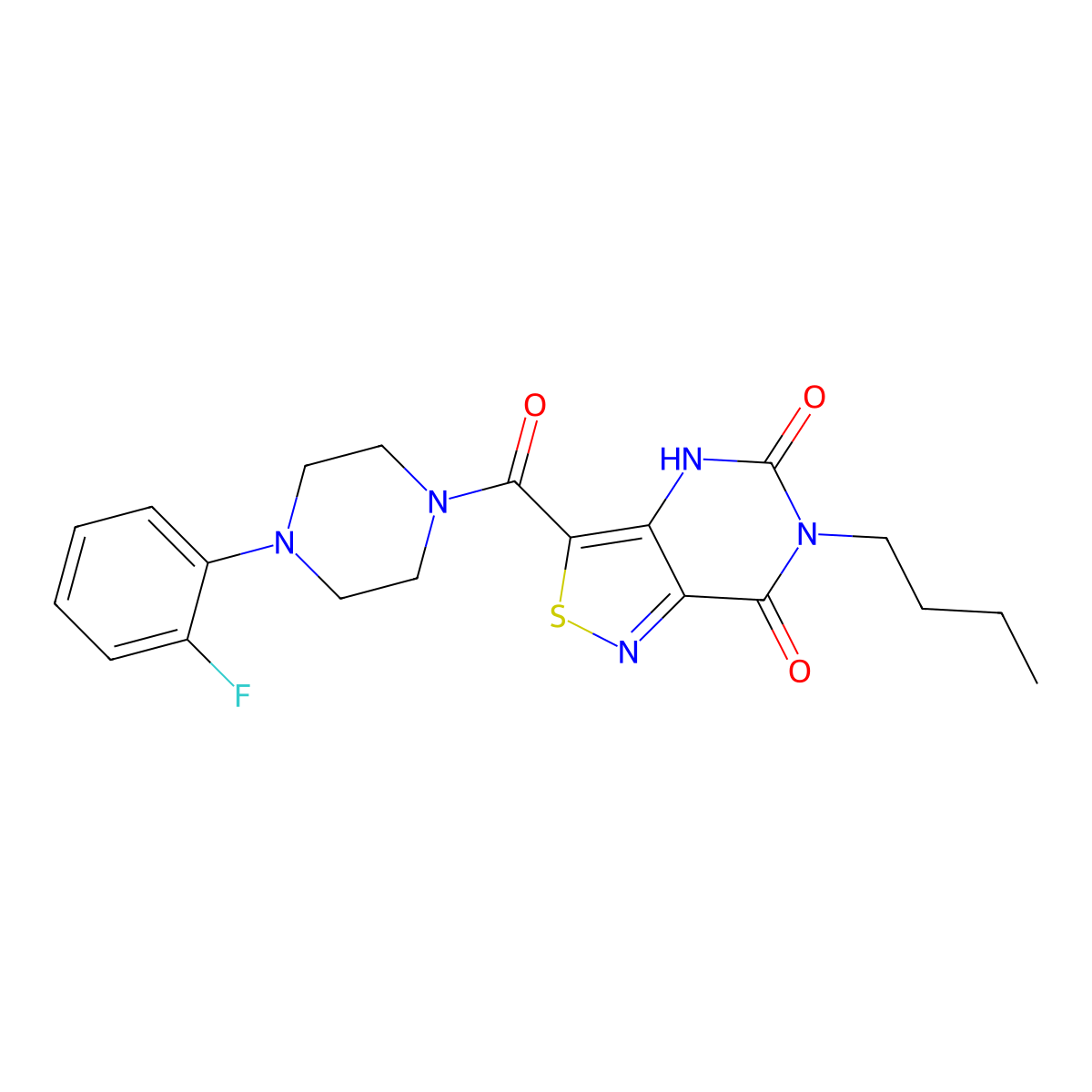 6-butyl-3-{[4-(2-fluorophenyl)piperazino]carbonyl}isothiazolo[4,3-d]pyrimidine-5,7(4H,6H)-dione molecular structure, CAS 1251696-53-3