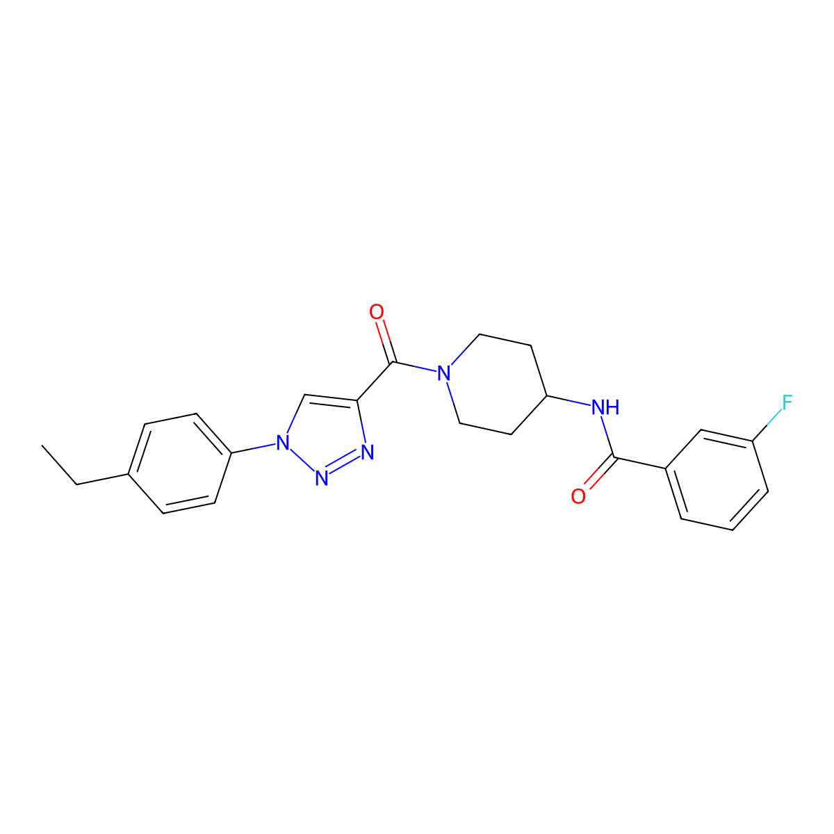 N-(1-(1-(4-ethylphenyl)-1H-1,2,3-triazole-4-carbonyl)piperidin-4-yl)-3-fluorobenzamide molecular structure, CAS 1251696-55-5