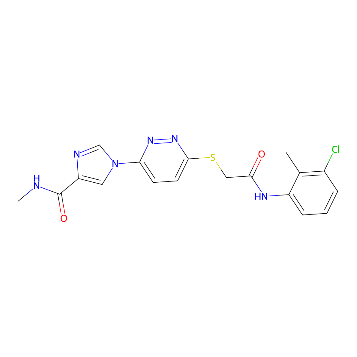 1-(6-((2-((3-chloro-2-methylphenyl)amino)-2-oxoethyl)thio)pyridazin-3-yl)-N-methyl-1H-imidazole-4-carboxamide molecular structure, CAS 1251696-61-3
