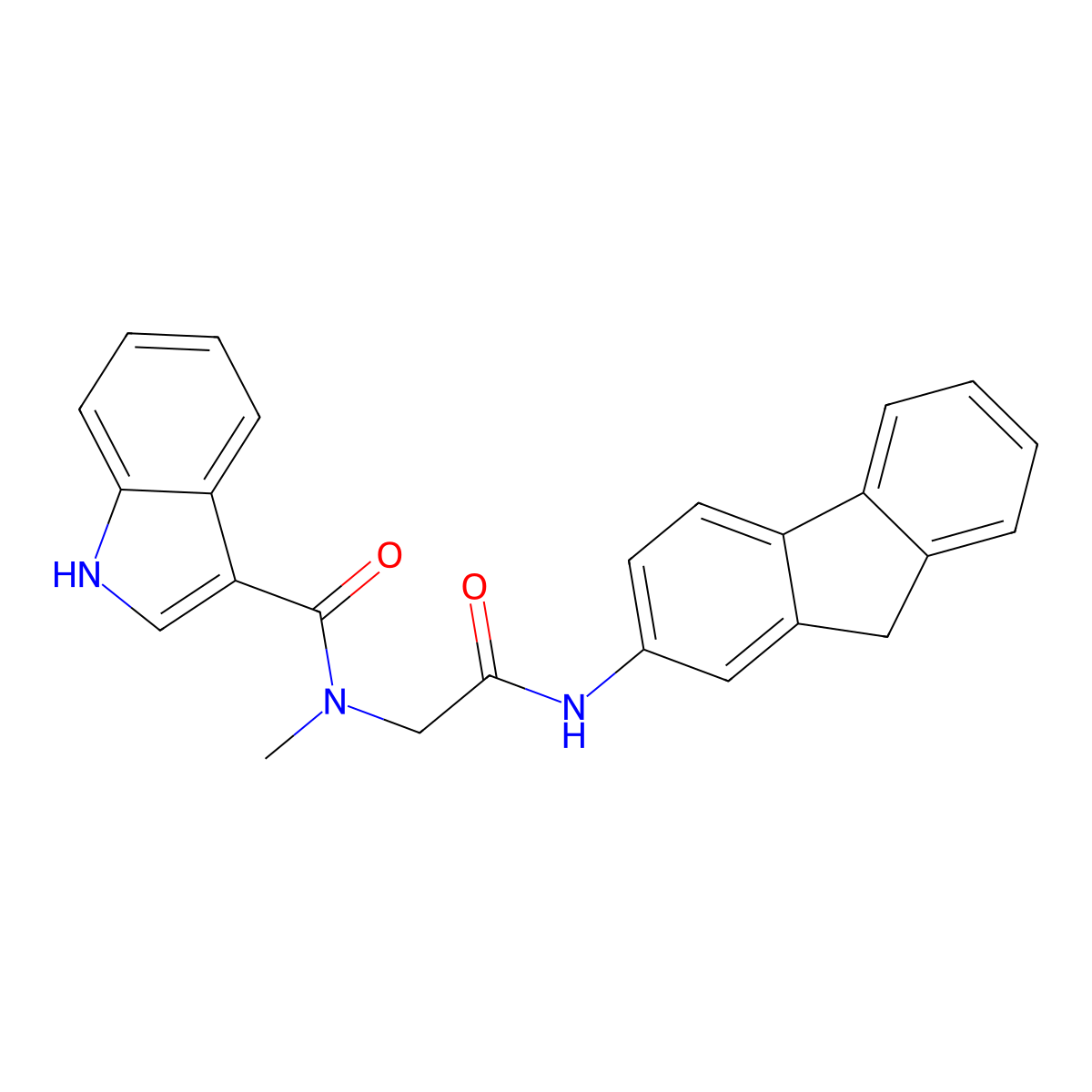 N-(2-((9H-fluoren-2-yl)amino)-2-oxoethyl)-N-methyl-1H-indole-3-carboxamide molecular structure, CAS 1251696-63-5