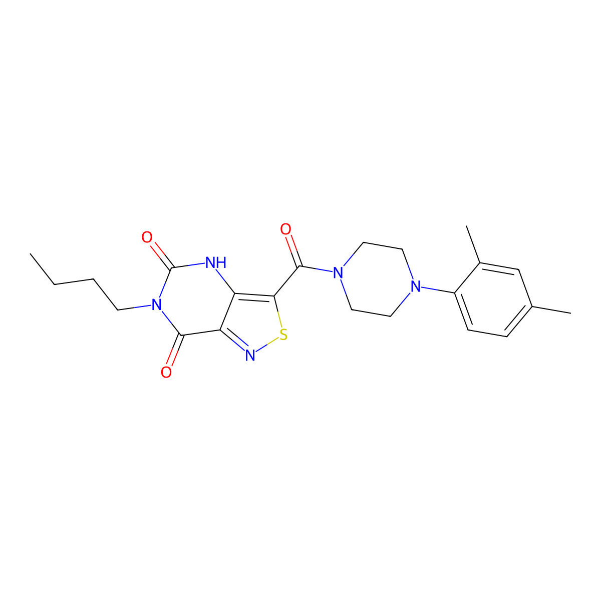 6-butyl-3-{[4-(2,4-dimethylphenyl)piperazino]carbonyl}isothiazolo[4,3-d]pyrimidine-5,7(4H,6H)-dione molecular structure, CAS 1251696-64-6