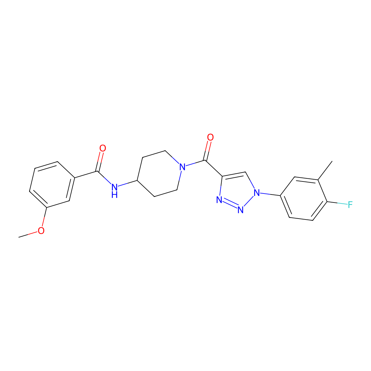 N-(1-(1-(4-fluoro-3-methylphenyl)-1H-1,2,3-triazole-4-carbonyl)piperidin-4-yl)-3-methoxybenzamide molecular structure, CAS 1251696-65-7