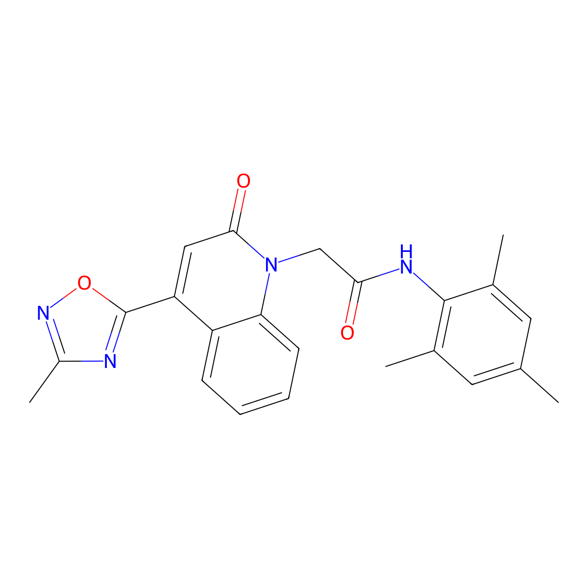 2-[4-(3-methyl-1,2,4-oxadiazol-5-yl)-2-oxo-1,2-dihydroquinolin-1-yl]-N-(2,4,6-trimethylphenyl)acetamide molecular structure, CAS 1251696-67-9