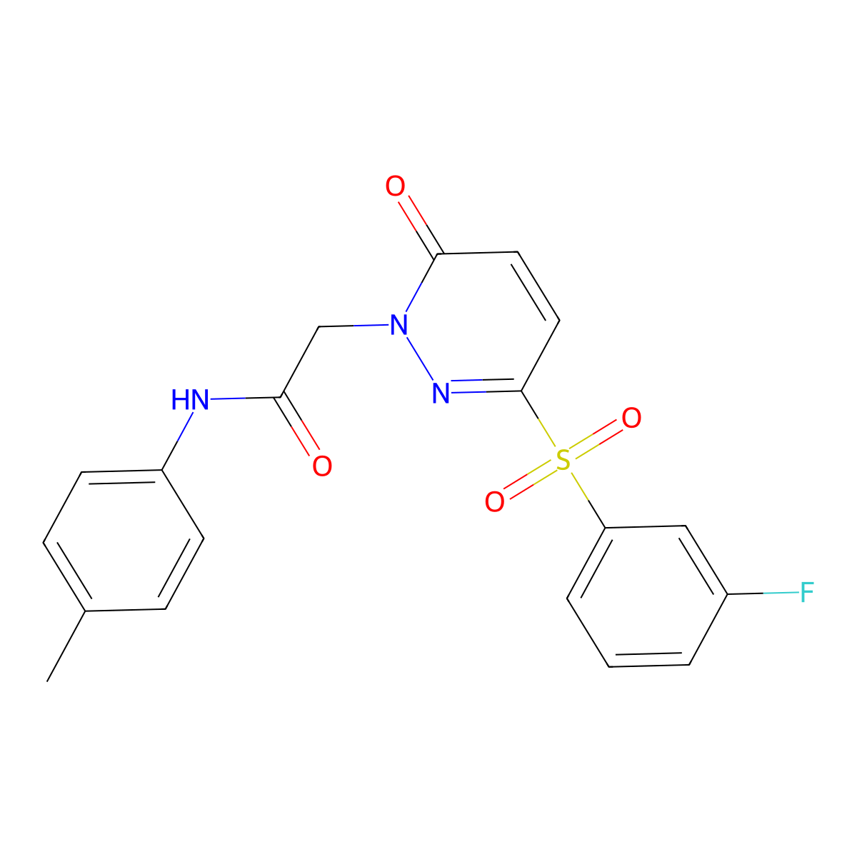 2-(3-((3-fluorophenyl)sulfonyl)-6-oxopyridazin-1(6H)-yl)-N-(p-tolyl)acetamide molecular structure, CAS 1251696-68-0