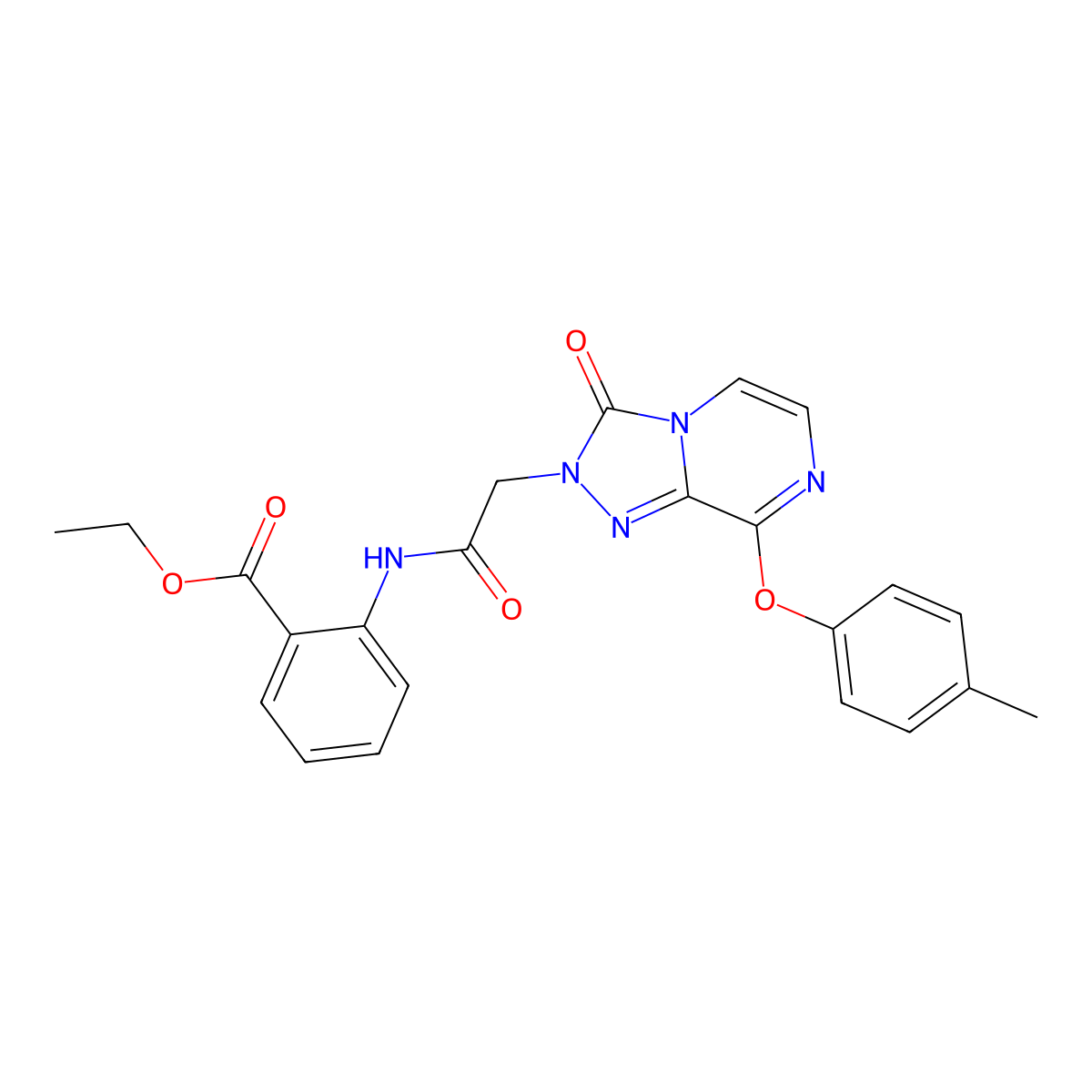ethyl 2-(2-(3-oxo-8-(p-tolyloxy)-[1,2,4]triazolo[4,3-a]pyrazin-2(3H)-yl)acetamido)benzoate molecular structure, CAS 1251696-71-5