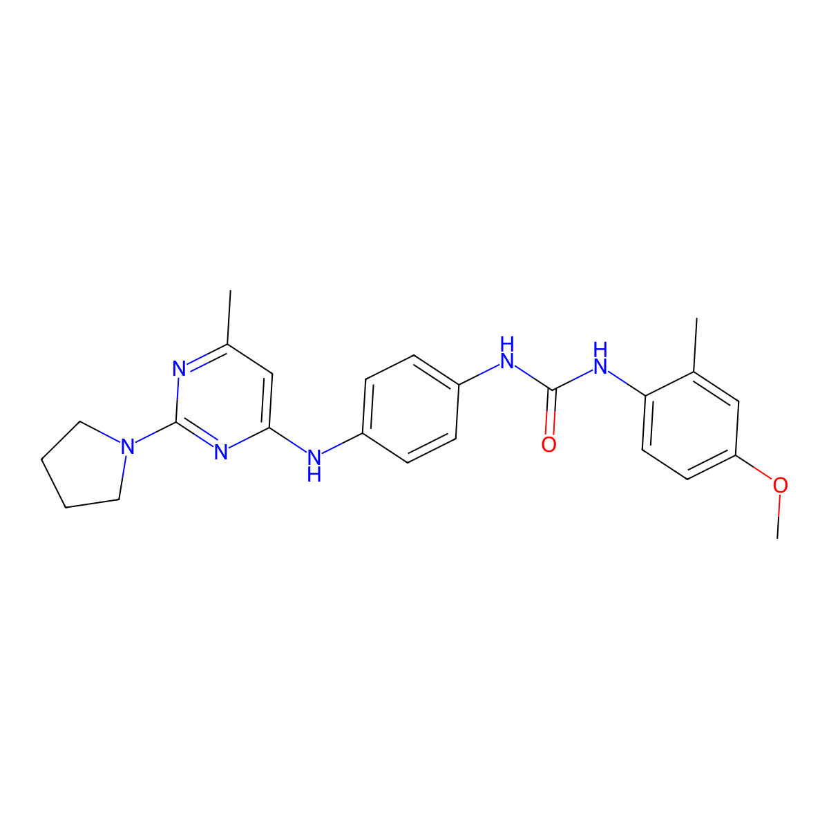 1-(4-Methoxy-2-methylphenyl)-3-(4-((6-methyl-2-(pyrrolidin-1-yl)pyrimidin-4-yl)amino)phenyl)urea molecular structure, CAS 1251696-84-0