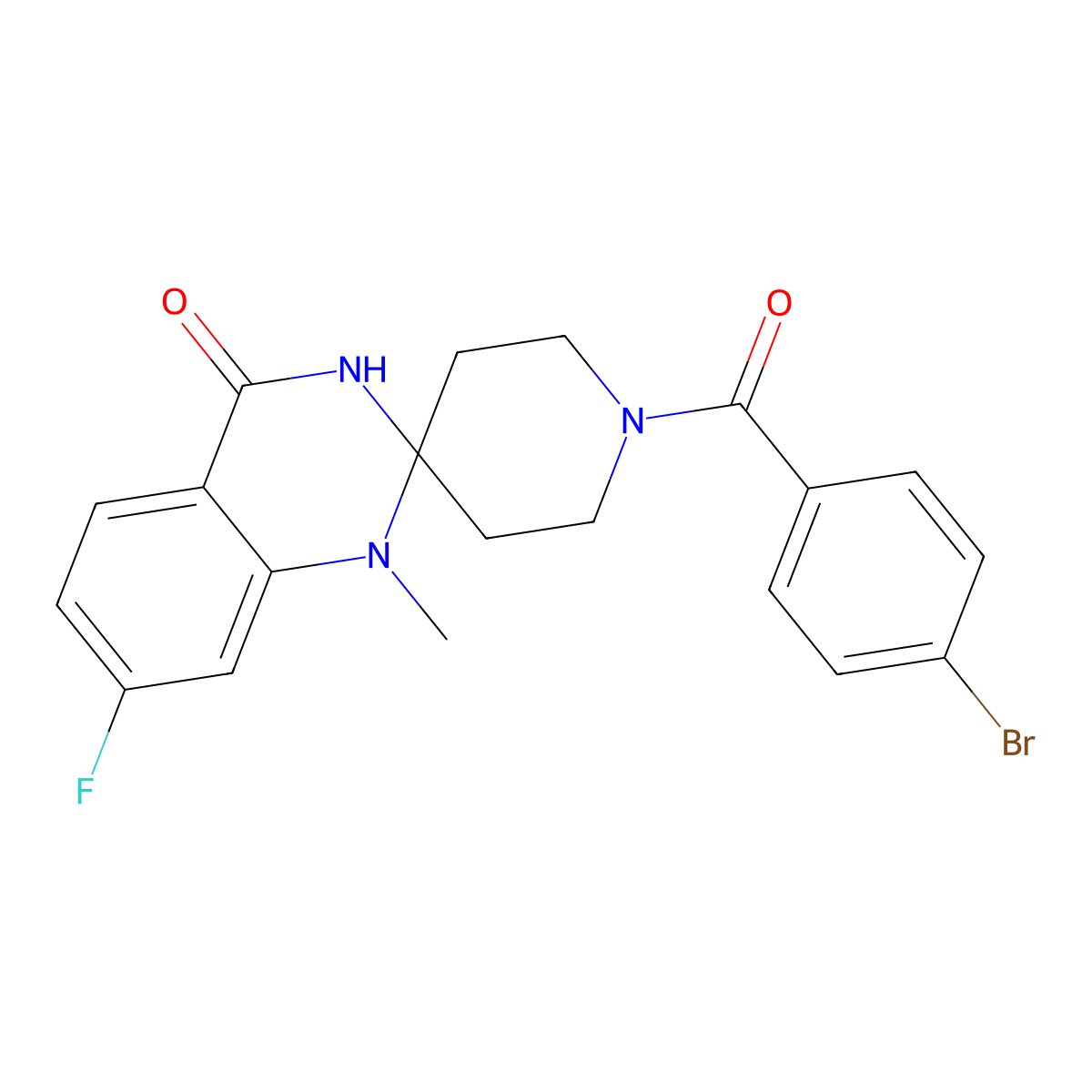 1-(4-bromobenzoyl)-7'-fluoro-1'-methyl-3',4'-dihydro-1'H-spiro[piperidine-4,2'-quinazoline]-4'-one molecular structure, CAS 1251696-86-2