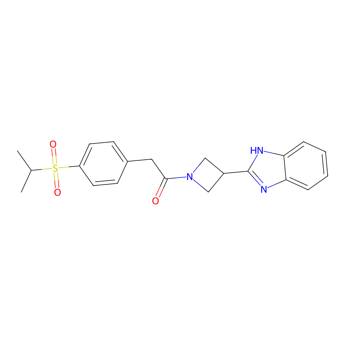1-(3-(1H-benzo[d]imidazol-2-yl)azetidin-1-yl)-2-(4-(isopropylsulfonyl)phenyl)ethanone molecular structure, CAS 1251696-91-9