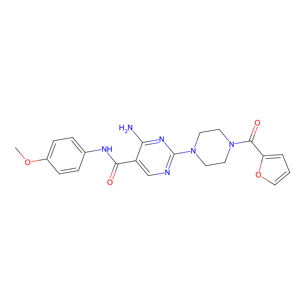 4-amino-2-[4-(furan-2-carbonyl)piperazin-1-yl]-N-(4-methoxyphenyl)pyrimidine-5-carboxamide molecular structure, CAS 1251697-00-3