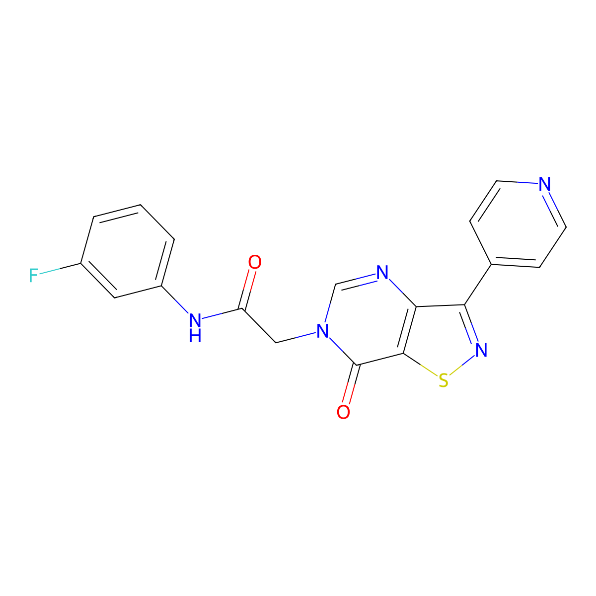 N-(3-fluorophenyl)-2-(7-oxo-3-(pyridin-4-yl)isothiazolo[4,5-d]pyrimidin-6(7H)-yl)acetamide molecular structure, CAS 1251697-04-7