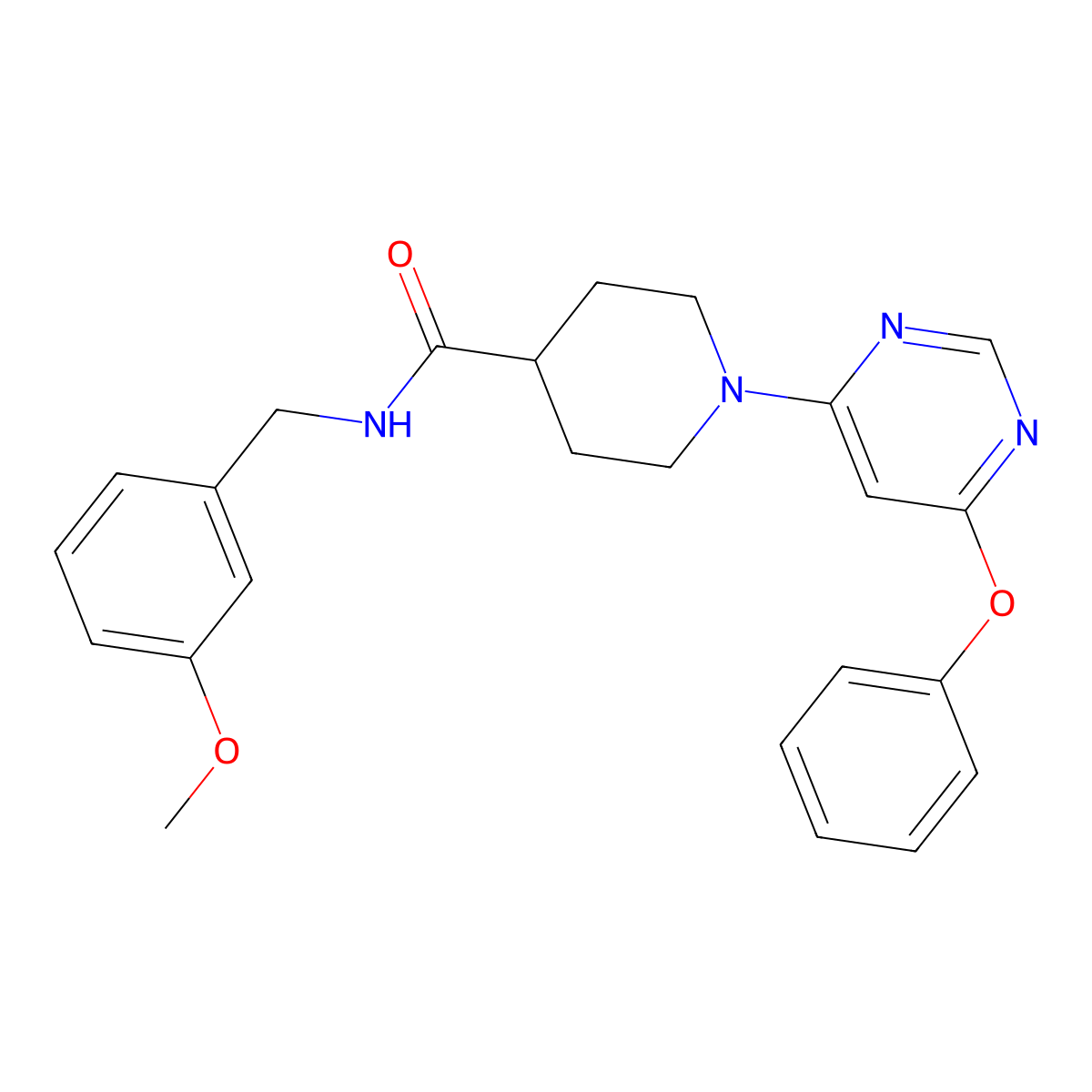N-(3-methoxybenzyl)-1-(6-phenoxypyrimidin-4-yl)piperidine-4-carboxamide molecular structure, CAS 1251697-15-0