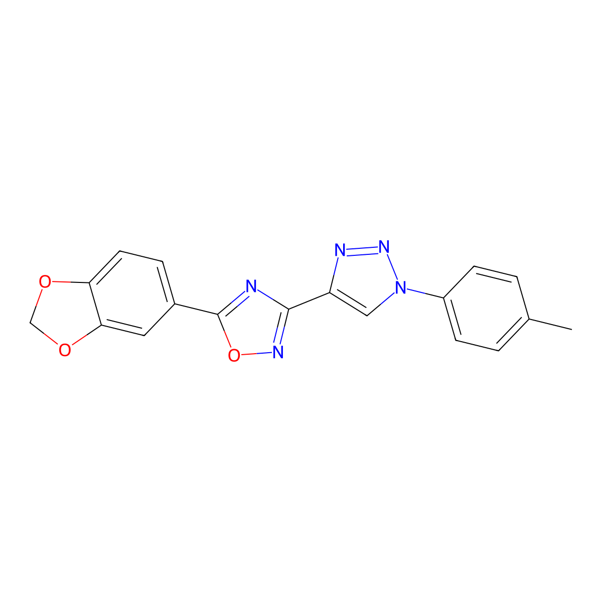 5-(2H-1,3-benzodioxol-5-yl)-3-[1-(4-methylphenyl)-1H-1,2,3-triazol-4-yl]-1,2,4-oxadiazole molecular structure, CAS 1251697-16-1