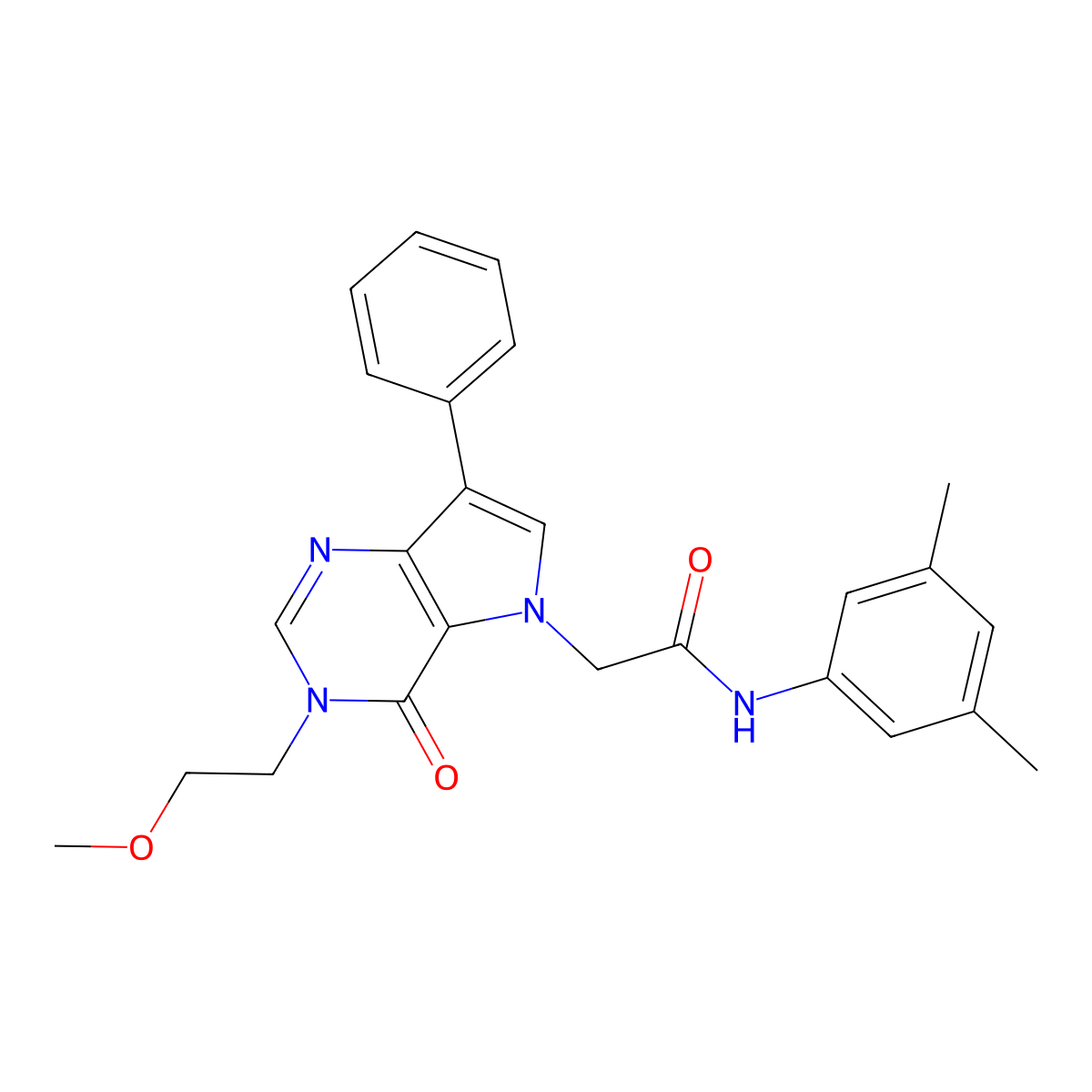 N-(3,5-dimethylphenyl)-2-[3-(2-methoxyethyl)-4-oxo-7-phenyl-3,4-dihydro-5H-pyrrolo[3,2-d]pyrimidin-5-yl]acetamide molecular structure, CAS 1251697-17-2