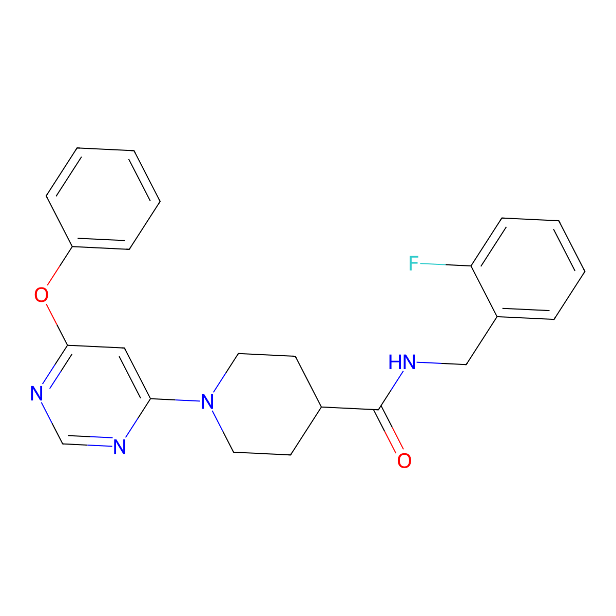 N-(2-fluorobenzyl)-1-(6-phenoxypyrimidin-4-yl)piperidine-4-carboxamide molecular structure, CAS 1251697-21-8