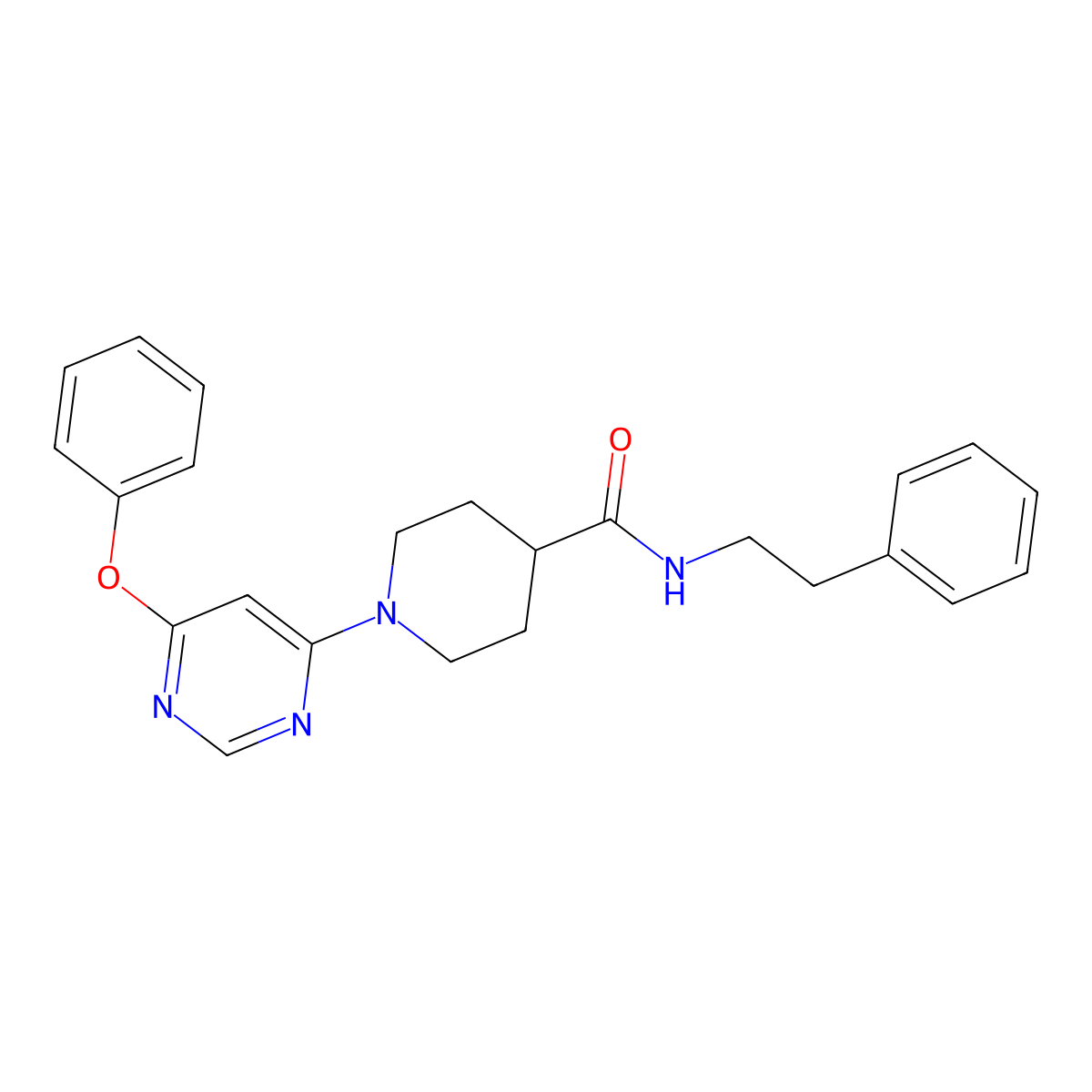 1-(6-phenoxypyrimidin-4-yl)-N-(2-phenylethyl)piperidine-4-carboxamide molecular structure, CAS 1251697-26-3
