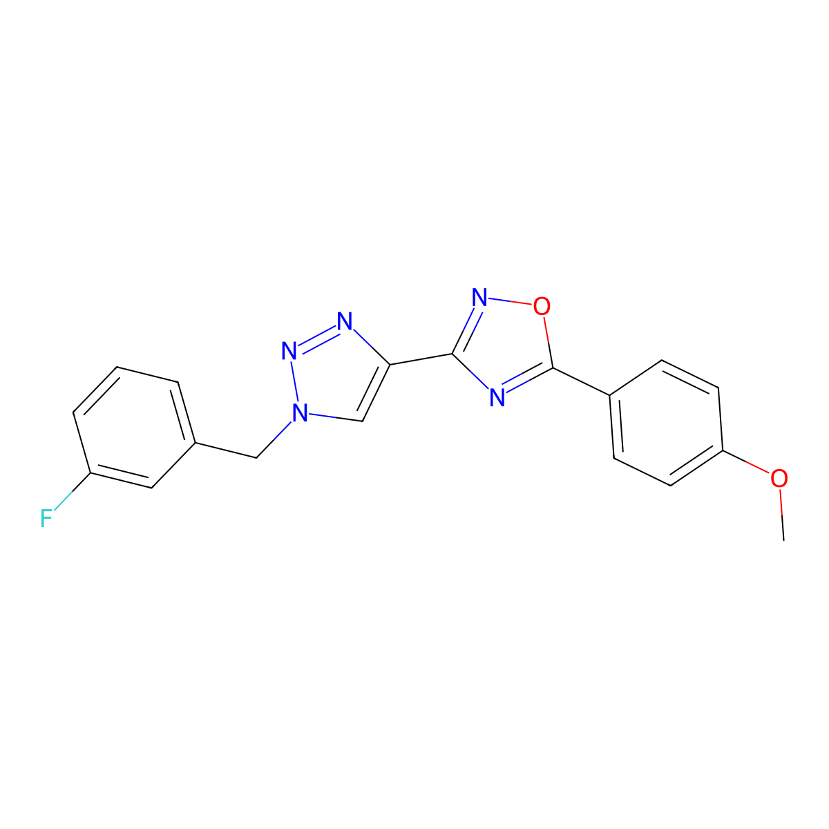 3-(1-(3-fluorobenzyl)-1H-1,2,3-triazol-4-yl)-5-(4-methoxyphenyl)-1,2,4-oxadiazole molecular structure, CAS 1251697-28-5