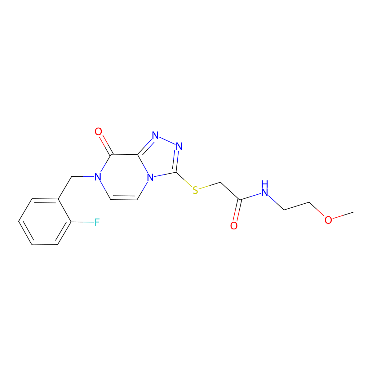 2-({7-[(2-fluorophenyl)methyl]-8-oxo-7H,8H-[1,2,4]triazolo[4,3-a]pyrazin-3-yl}sulfanyl)-N-(2-methoxyethyl)acetamide molecular structure, CAS 1251697-32-1