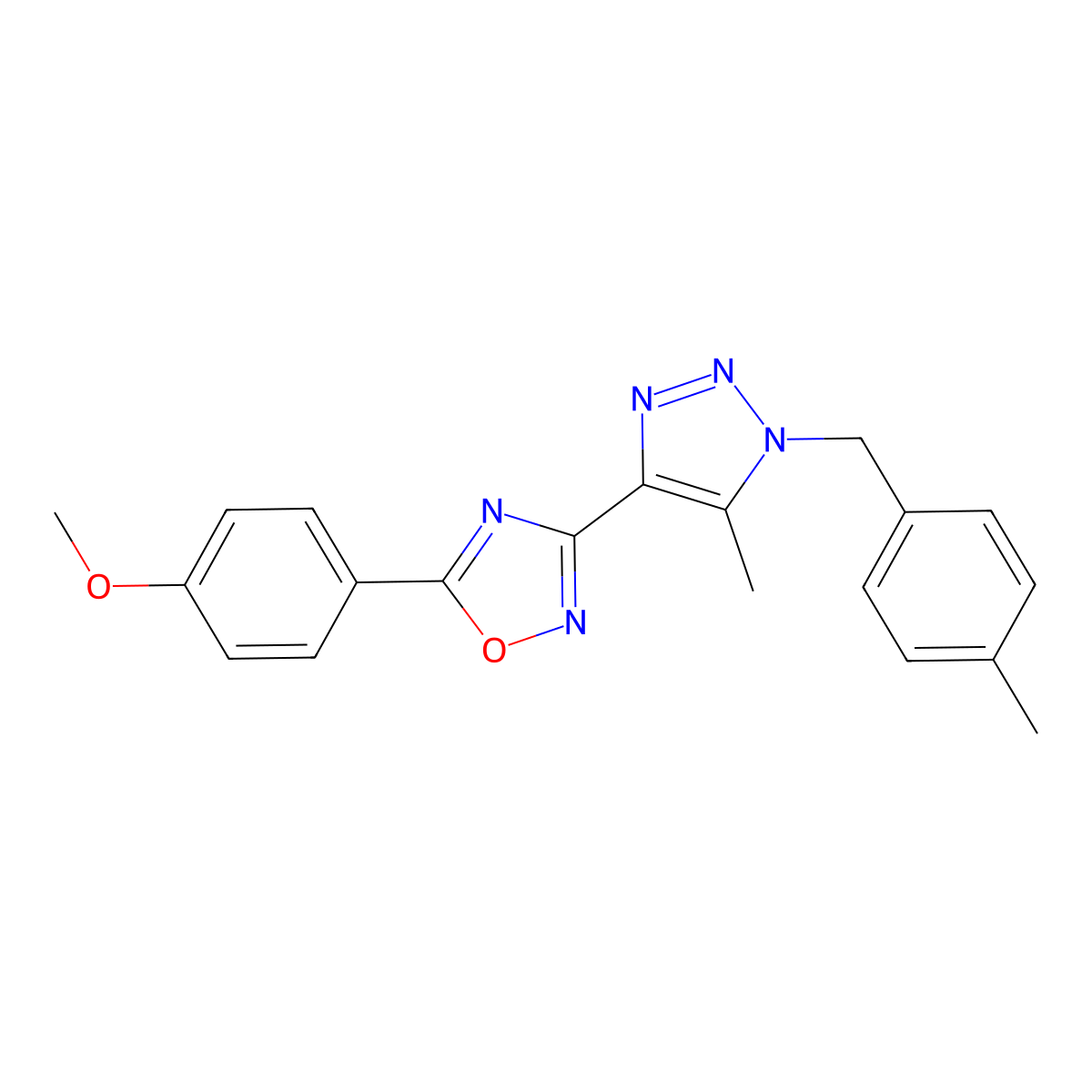5-(4-methoxyphenyl)-3-{5-methyl-1-[(4-methylphenyl)methyl]-1H-1,2,3-triazol-4-yl}-1,2,4-oxadiazole molecular structure, CAS 1251697-39-8
