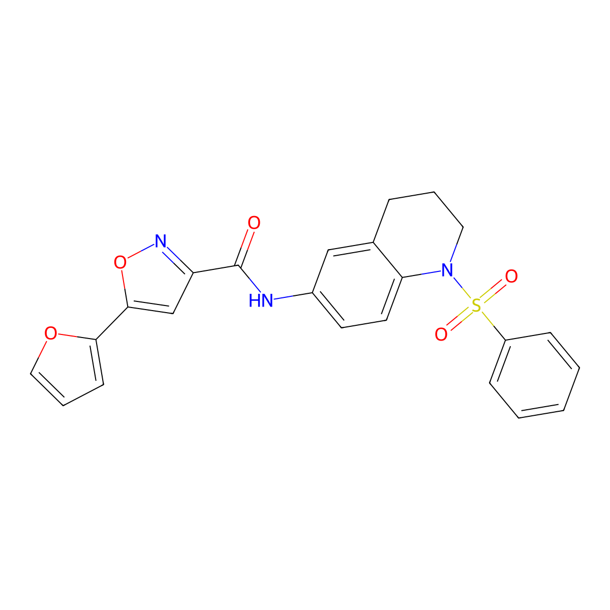 5-(furan-2-yl)-N-(1-(phenylsulfonyl)-1,2,3,4-tetrahydroquinolin-6-yl)isoxazole-3-carboxamide molecular structure, CAS 1251697-40-1