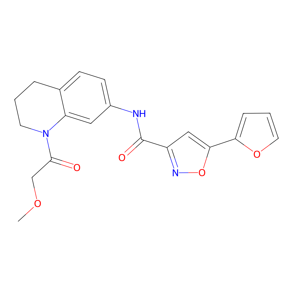 5-(furan-2-yl)-N-(1-(2-methoxyacetyl)-1,2,3,4-tetrahydroquinolin-7-yl)isoxazole-3-carboxamide molecular structure, CAS 1251697-52-5