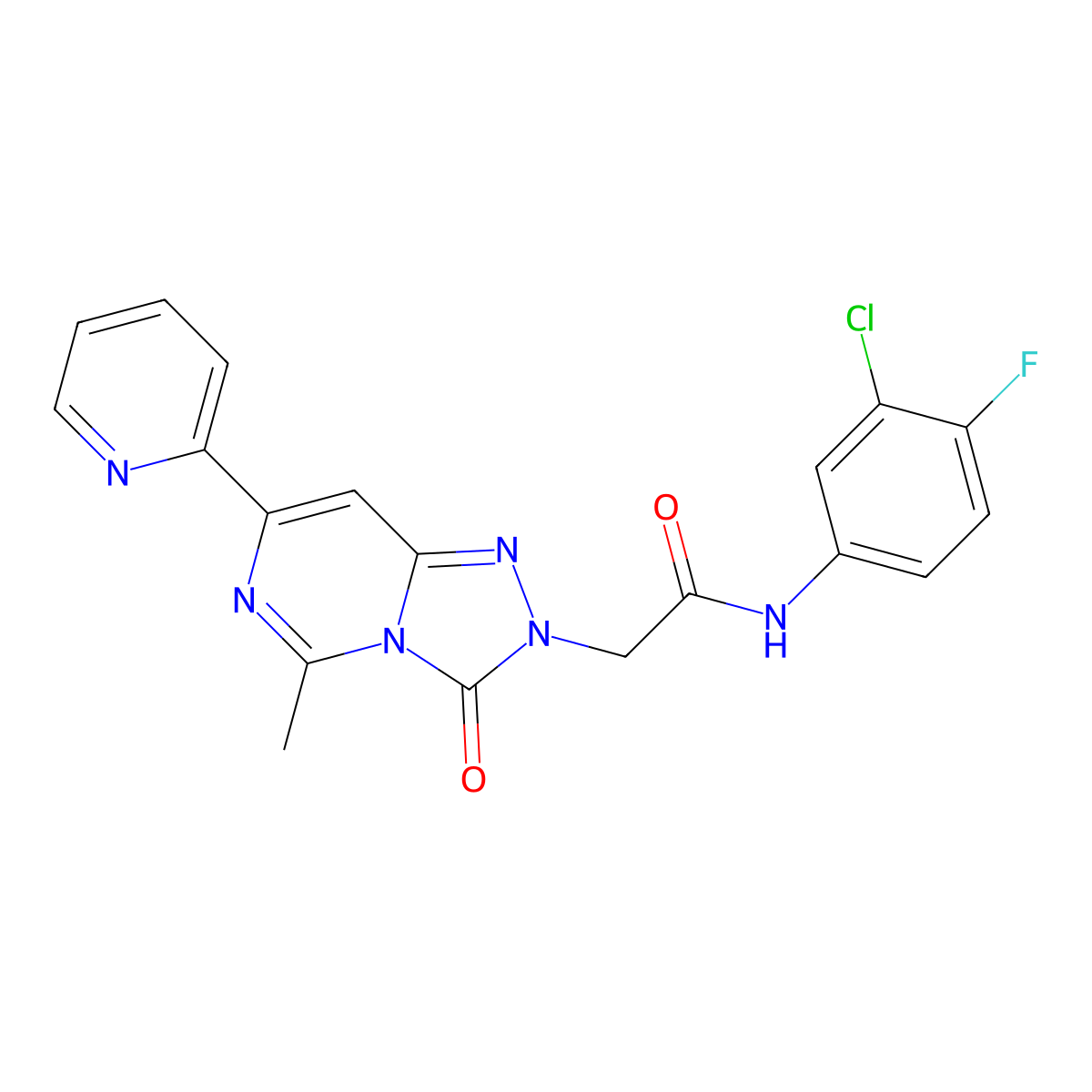 N-(3-chloro-4-fluorophenyl)-2-(5-methyl-3-oxo-7-(pyridin-2-yl)-[1,2,4]triazolo[4,3-c]pyrimidin-2(3H)-yl)acetamide molecular structure, CAS 1251697-54-7